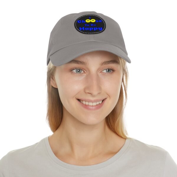 I Choose to be Happy, Dad Hat with Leather Patch (Round) - Image 144