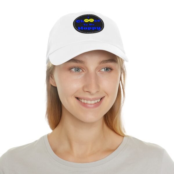 I Choose to be Happy, Dad Hat with Leather Patch (Round) - Image 4