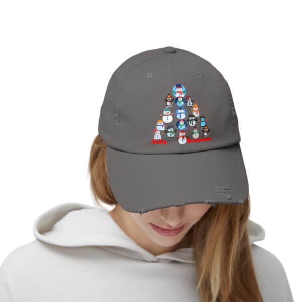 Jolly Snowman, Unisex Distressed Cap - Image 49