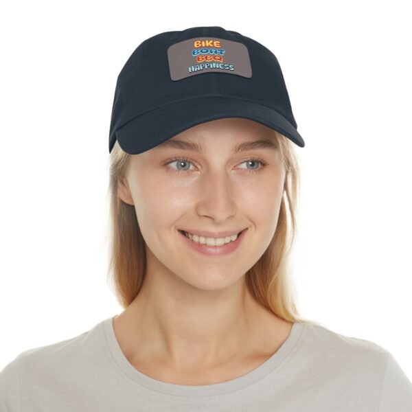 Bike Boat BBQ, Dad Hat with Leather Patch (Rectangle) - Image 95