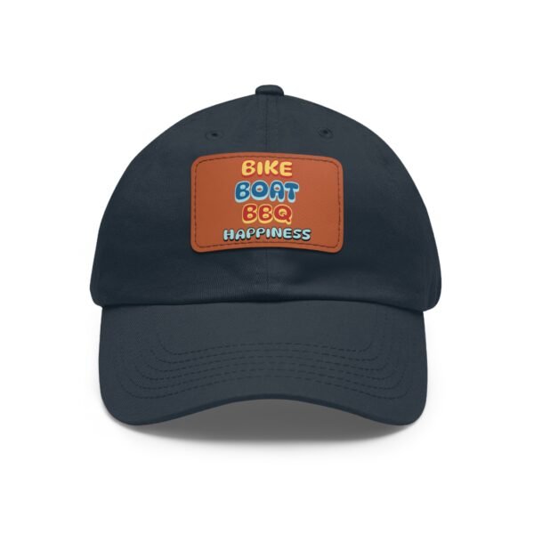 Bike Boat BBQ, Dad Hat with Leather Patch (Rectangle) - Image 99