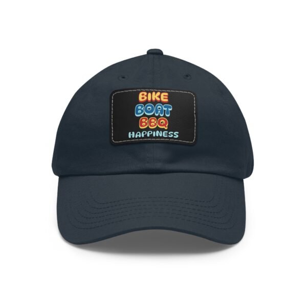 Bike Boat BBQ, Dad Hat with Leather Patch (Rectangle) - Image 85