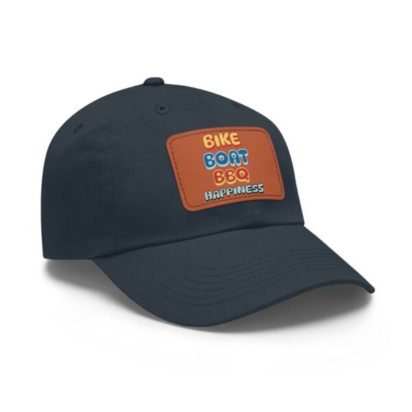 Bike Boat BBQ, Dad Hat with Leather Patch (Rectangle) - Image 100