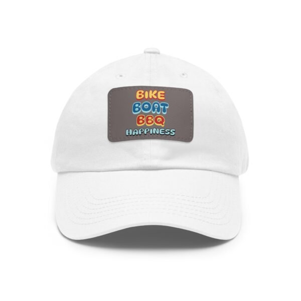 Bike Boat BBQ, Dad Hat with Leather Patch (Rectangle)