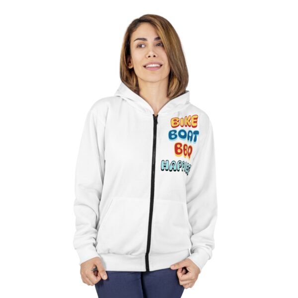 Bike Boat BBQ, Unisex Zip Hoodie (AOP)