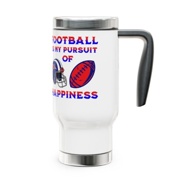 Football, Stainless Steel Travel Mug with Handle, 14oz - Image 5