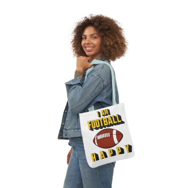 Football Happy, Canvas Tote Bag, 5-Color Straps - Image 13