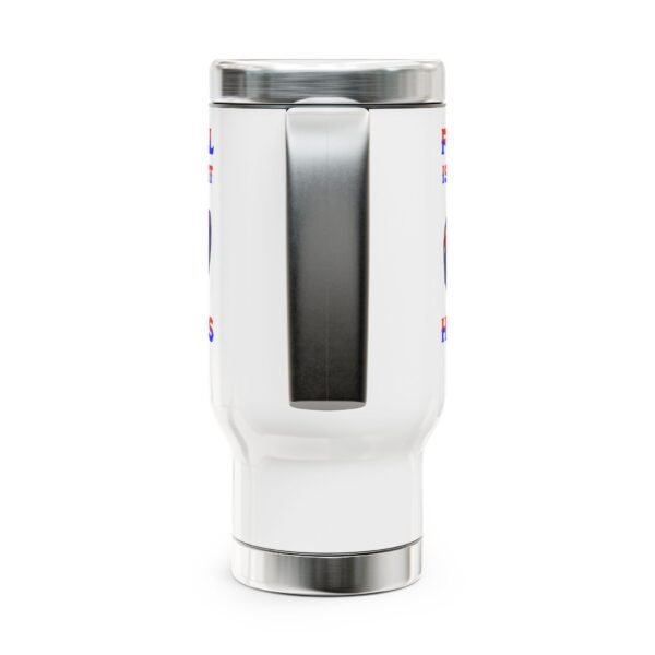 Football, Stainless Steel Travel Mug with Handle, 14oz - Image 4