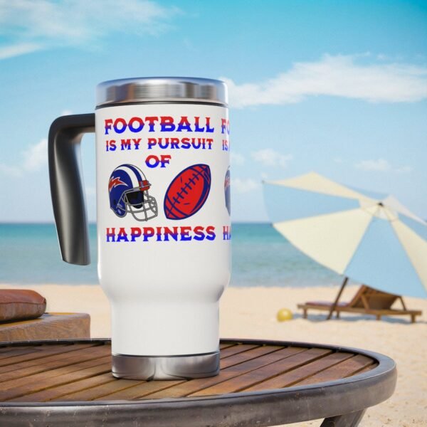 Football, Stainless Steel Travel Mug with Handle, 14oz - Image 7