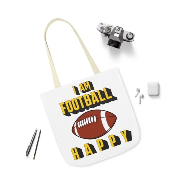 Football Happy, Canvas Tote Bag, 5-Color Straps - Image 44