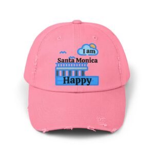 I am Santa Monica Happy, Unisex Distressed Cap