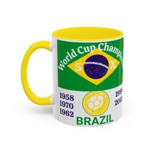 Brazil 5 X World Cup Champions, Accent Coffee Mug (11, 15oz)